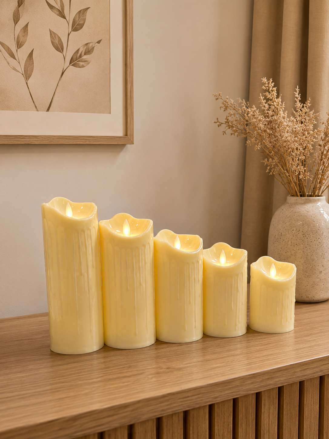 Cascading Melted Wax LED Pillar Candle