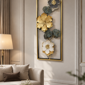 Golden Crest Vertical 3D Metal Wall Art