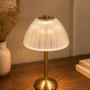 Modern Gold Pleated Dome Accent Lamp