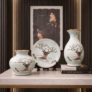 Rustic Deer Ceramic Decor Set