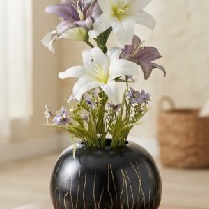 Sphere Vase Faux Lily Arrangement