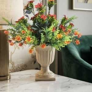 Classic Urn Planter with Faux Autumn Floral Arrangement
