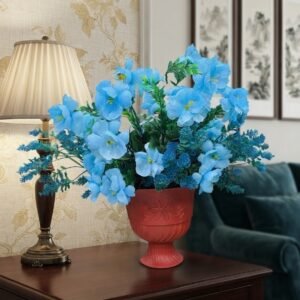 Terracotta Urn with Faux Blue Floral Arrangement