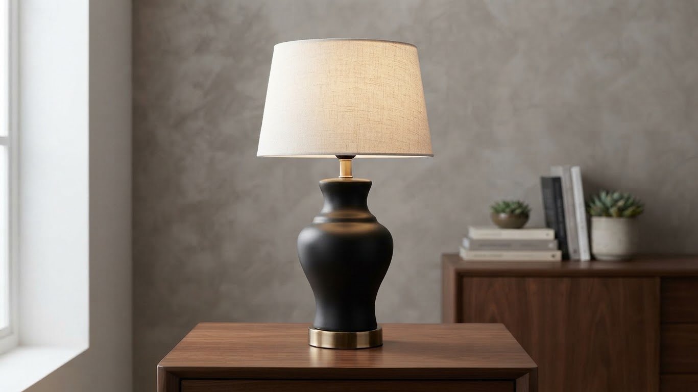 Matte Black Ceramic Table Lamp