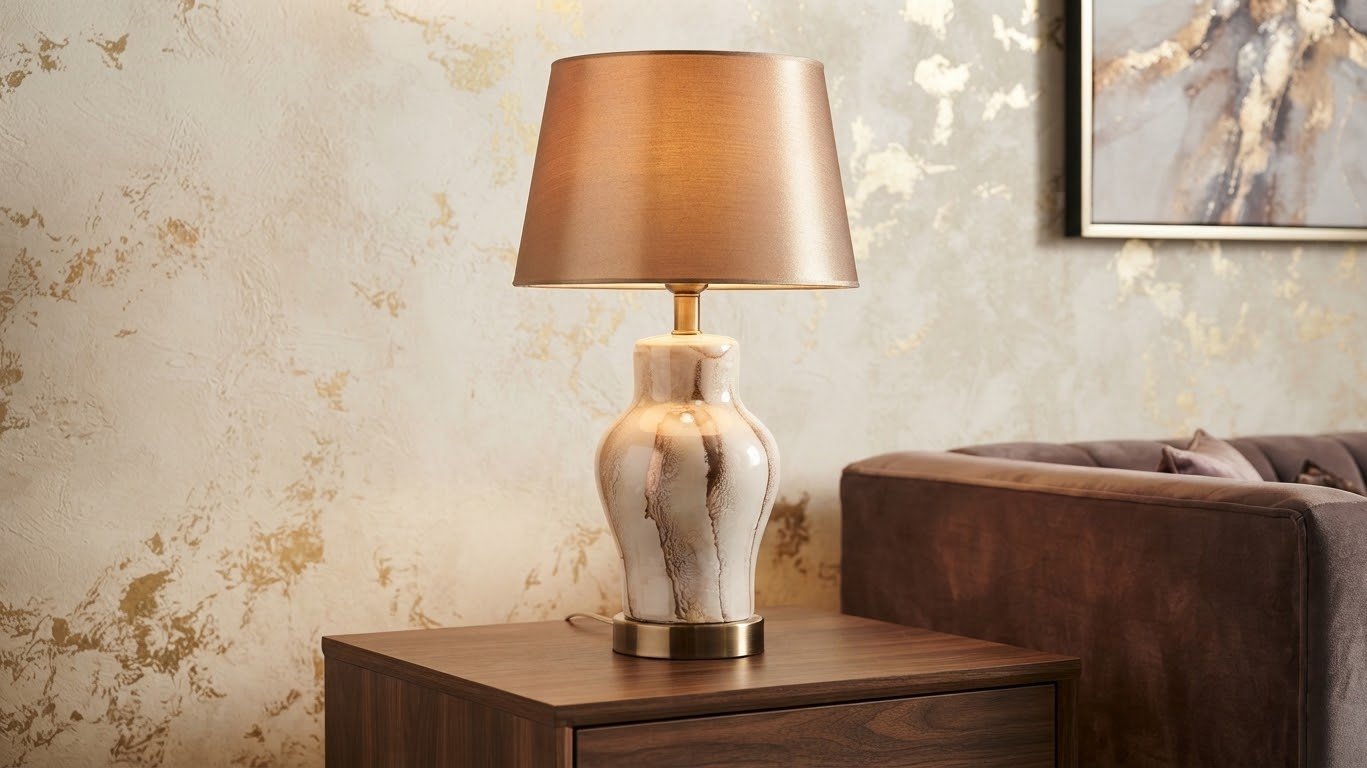 Marble-Effect Table Lamp