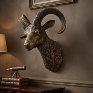 Bronze-Finish Ram Wall Mount Sculpture (24/24 inch)