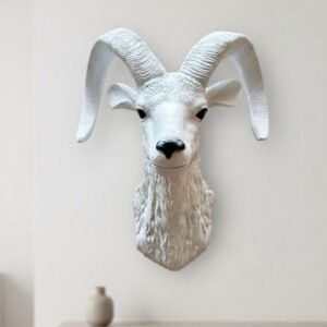 White Ram Wall Mount Sculpture (24/24 inch)