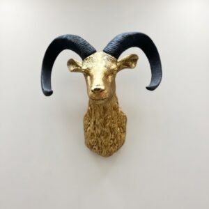Golden Ram Wall Mount Sculpture (24/24 inch)