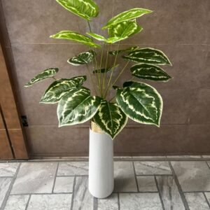 Artificial Variegated Plant in Tall White Vase(4 feet)