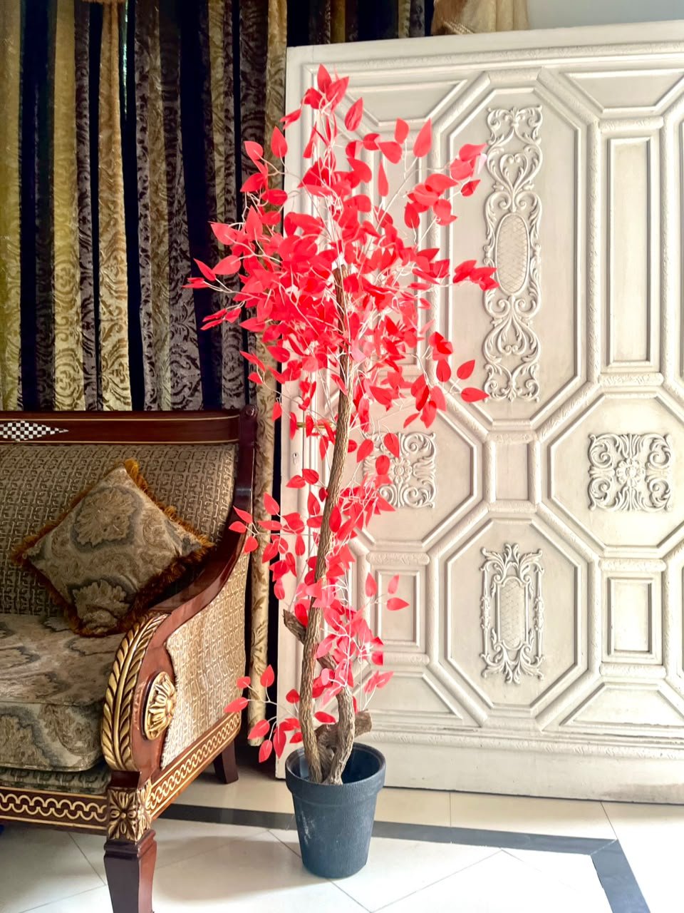 Red Artificial Leaf Tree - Image 2