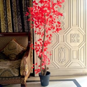 Red Artificial Leaf Tree