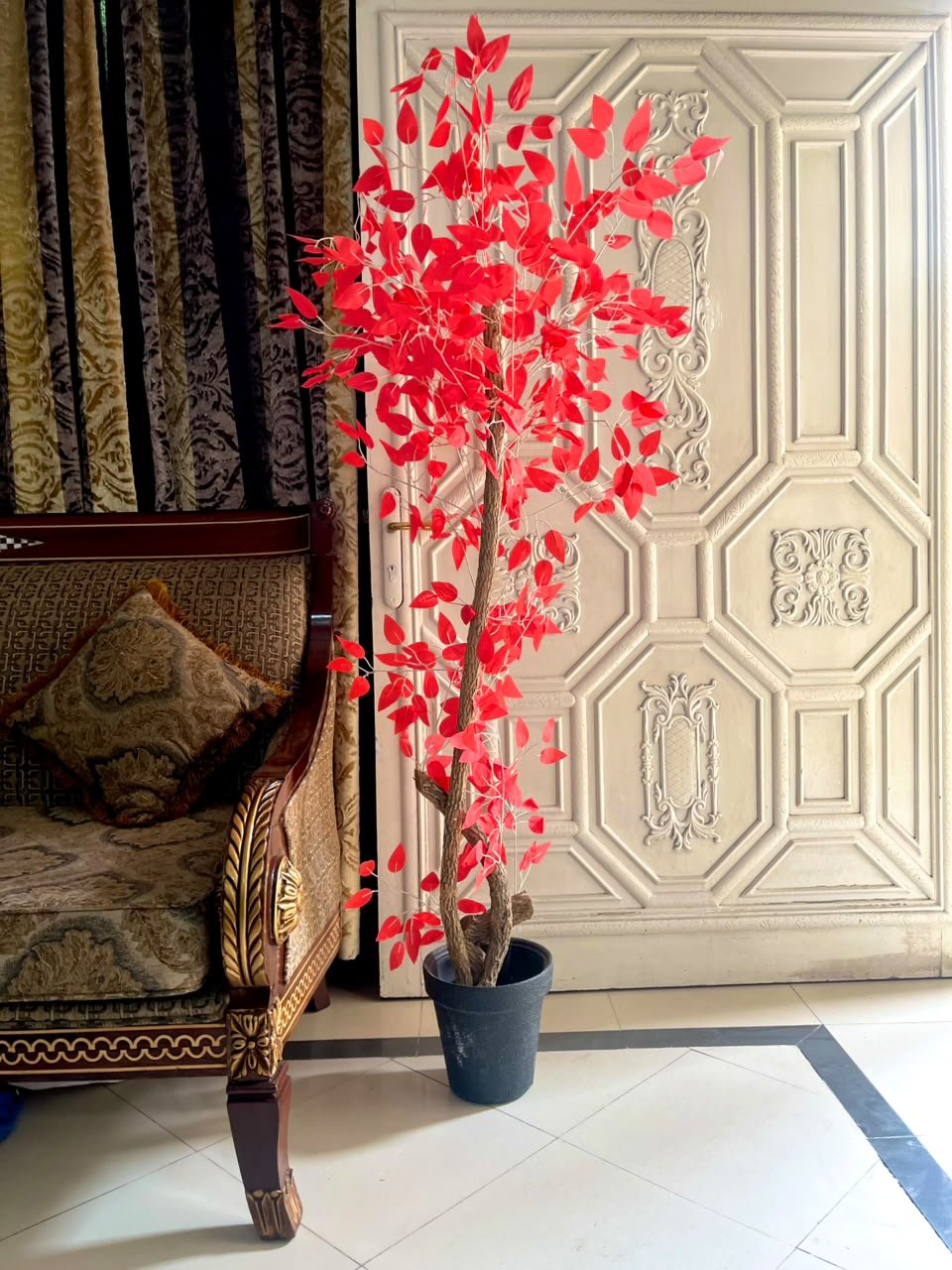 Red Artificial Leaf Tree