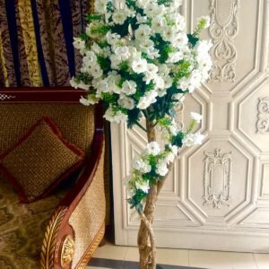 Artificial White Blossom Tree in Pot