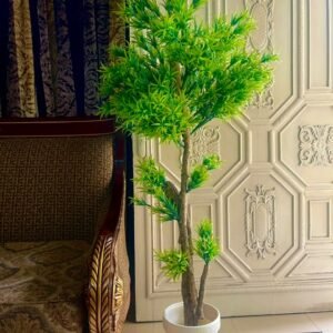 Artificial Green Topiary Tree in White Pot